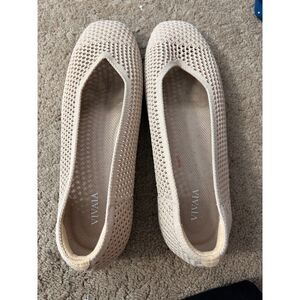 Vivaia Margot 2.0 Square Toe V-Cut Mesh Flat Almond 41/9.5
